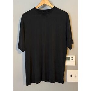 Enzone Silk T-Shirt Mens XLG Black 2-Ply 100% Silk Short Sleeve Luxury Basic Tee